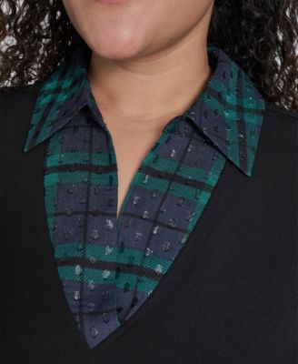 Plus Size Long Sleeve A-line Dress