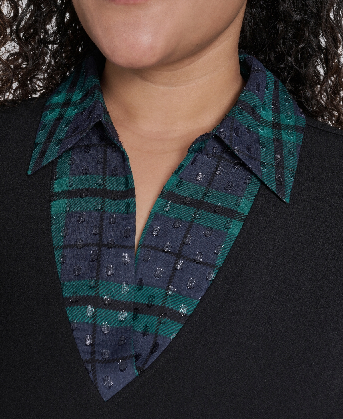 Tommy Hilfiger Plus Size Long Sleeve A-line Dress In Multi