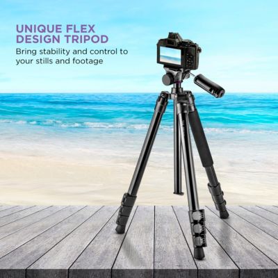 Sonnar T FE 55mm f/1.8 ZA Lens for Sony E, Bundle with Flip-Zip 4-Section Aluminum Multi-Functional Photo Tripod, Cleaning Kit, Cleaning Cloth