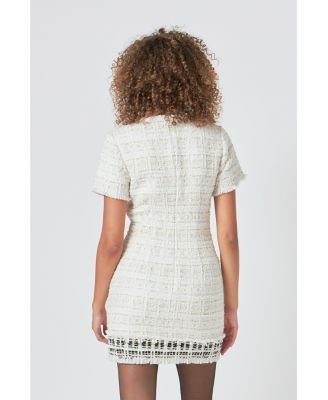 Women's Tweed Fringed Mini Dress
