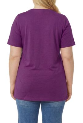 Plus Size Women's Perfect Short-Sleeve Shirred V-Neck Tunic Top