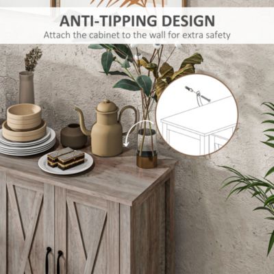 Buffet Sideboard, Bar Cabinet with Storage, Wood Grain