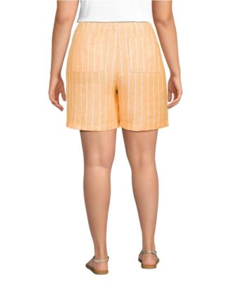 Women's Plus Size Linen High Rise Pull On 7" Shorts