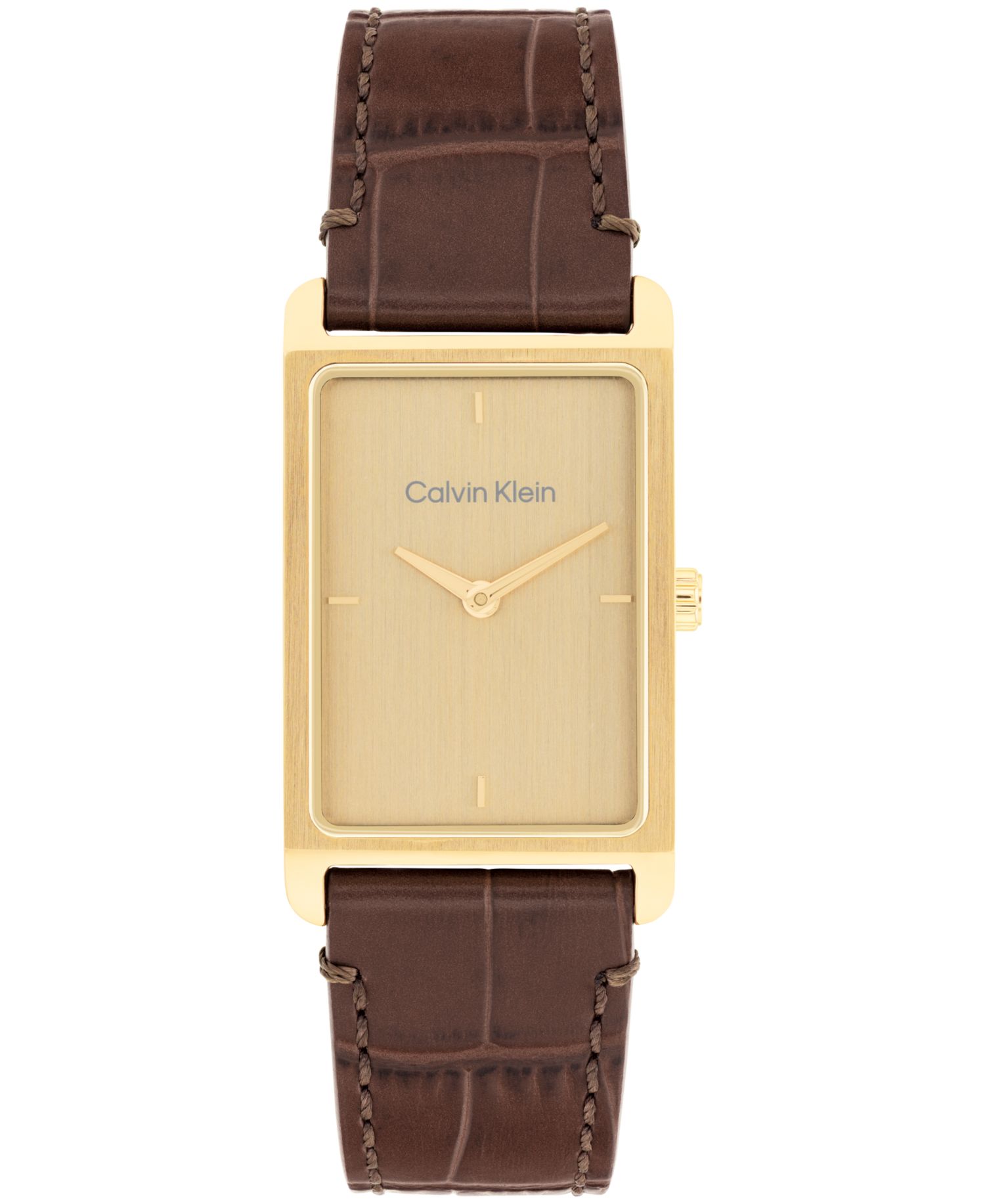 Men's Dapper Brown Leather Strap Watch, 24mm