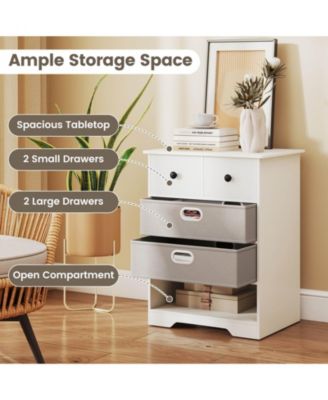 4-Drawer Dresser Modern Chest Storage Organizer with Open Shelves Anti-Tip Kits