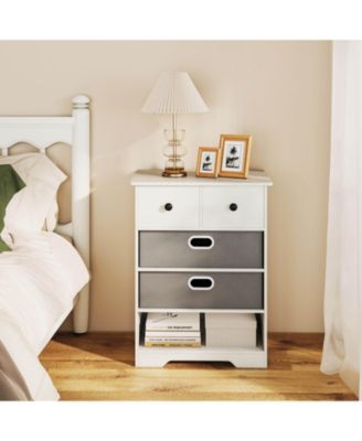 4-Drawer Dresser Modern Chest Storage Organizer with Open Shelves Anti-Tip Kits