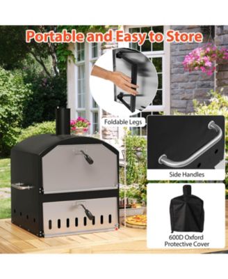 16" Outdoor Pizza Oven with Stone Peel & Grill Racks Folding Legs and Cover
