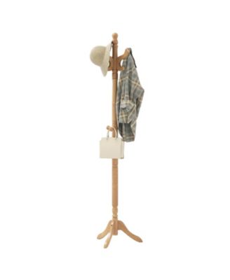 Solid Rubber Wood Coat Rack with 3 Adjustable Heights and 11 Hooks for Hallway