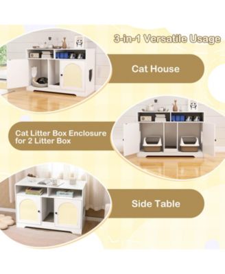 43" Hidden Cat Washroom Furniture with Storage Double Rooms Scratching Board