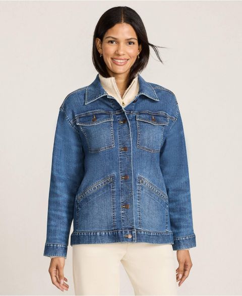 Женские куртки Lands' End Women's Oversized Denim Trucker Jacket