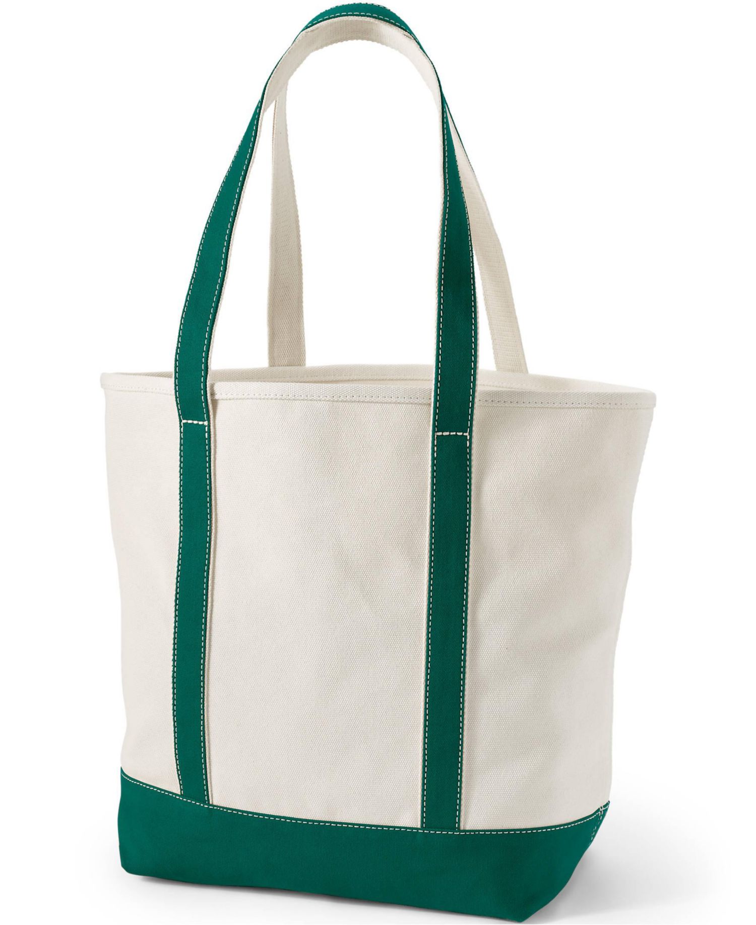 Large Print 5 Pocket Open Top Long Handle Canvas Tote Bag