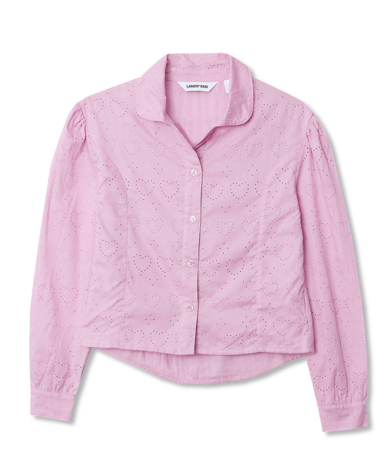 Girls Long Sleeve Woven Hearts Top