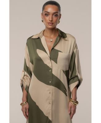 Women's Satin Safari Maxi Dress