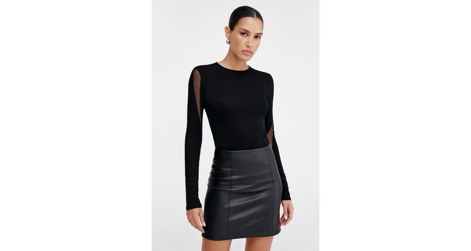 Women's Alley Crew-Neck Jersey Top with Mesh-Detail Sleeves