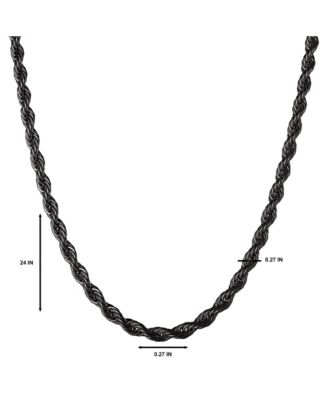 Black Twisted Rope Chain Necklace - 24'' Chain