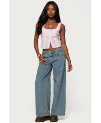 Women's Embroidered Cotton Button Up Top