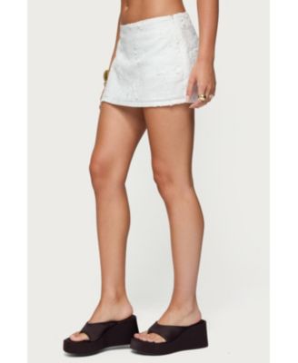 Women's Textured Floral Eyelet Mini Skort