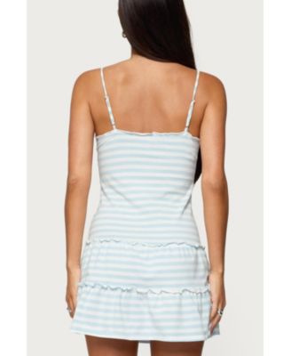 Women's Tiered Ruffle Striped Mini Dress
