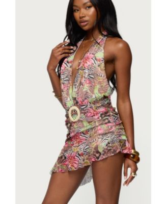 Women's Kora Mixed Print Backless Mini Dress