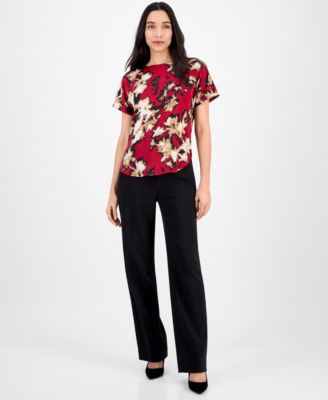 Women's Printed Boat-Neck Short-Sleeve Top