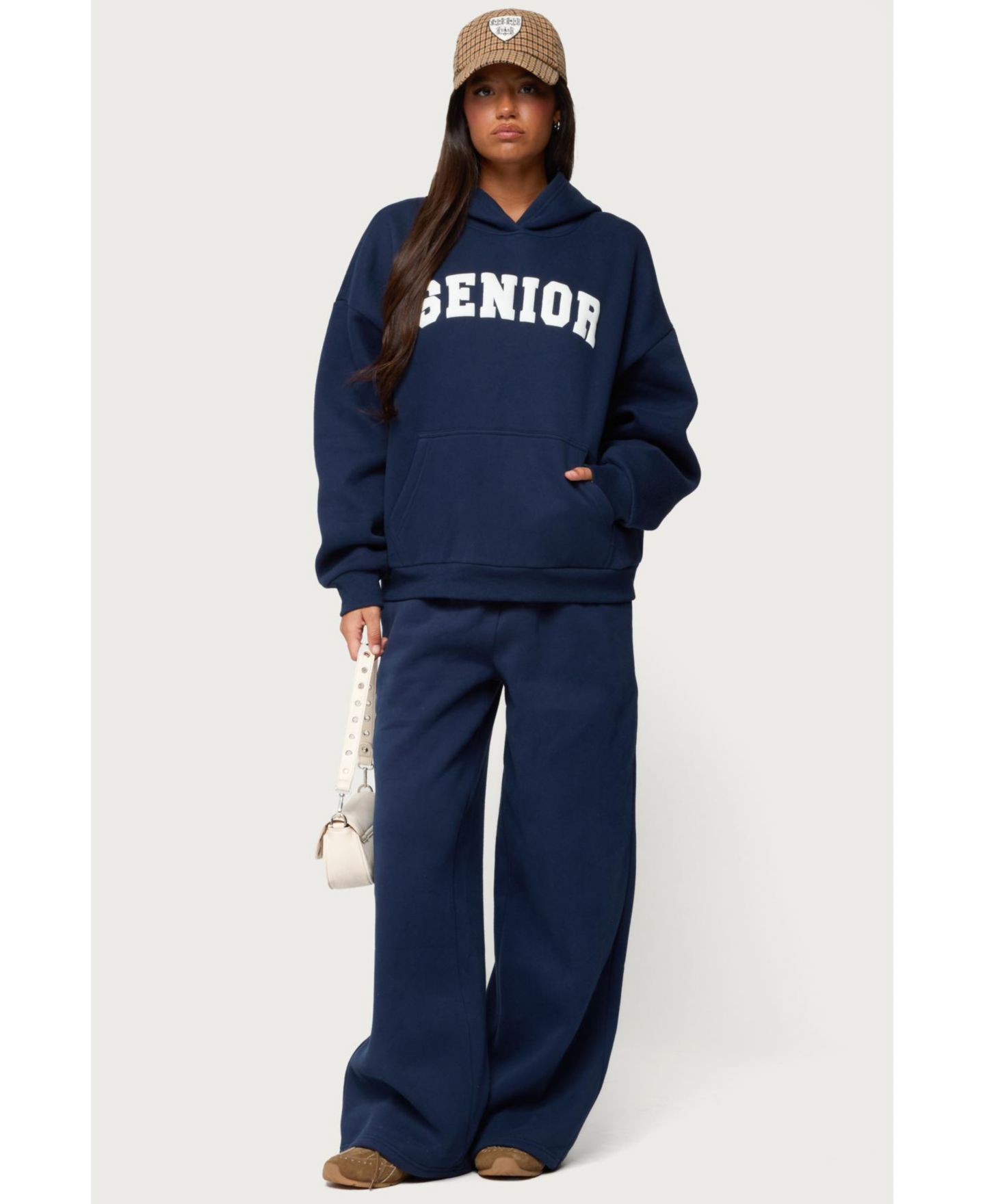 Женское худи Edikted Senior Girl Oversized, цвет: Тёмно-синий — фото 5