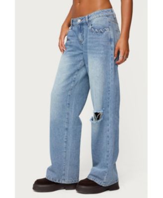 Womens Dutton Distressed Low Rise Jeans