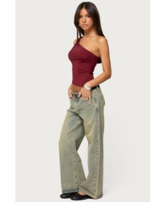 Women's Knotted One Shoulder Asymmetric Top