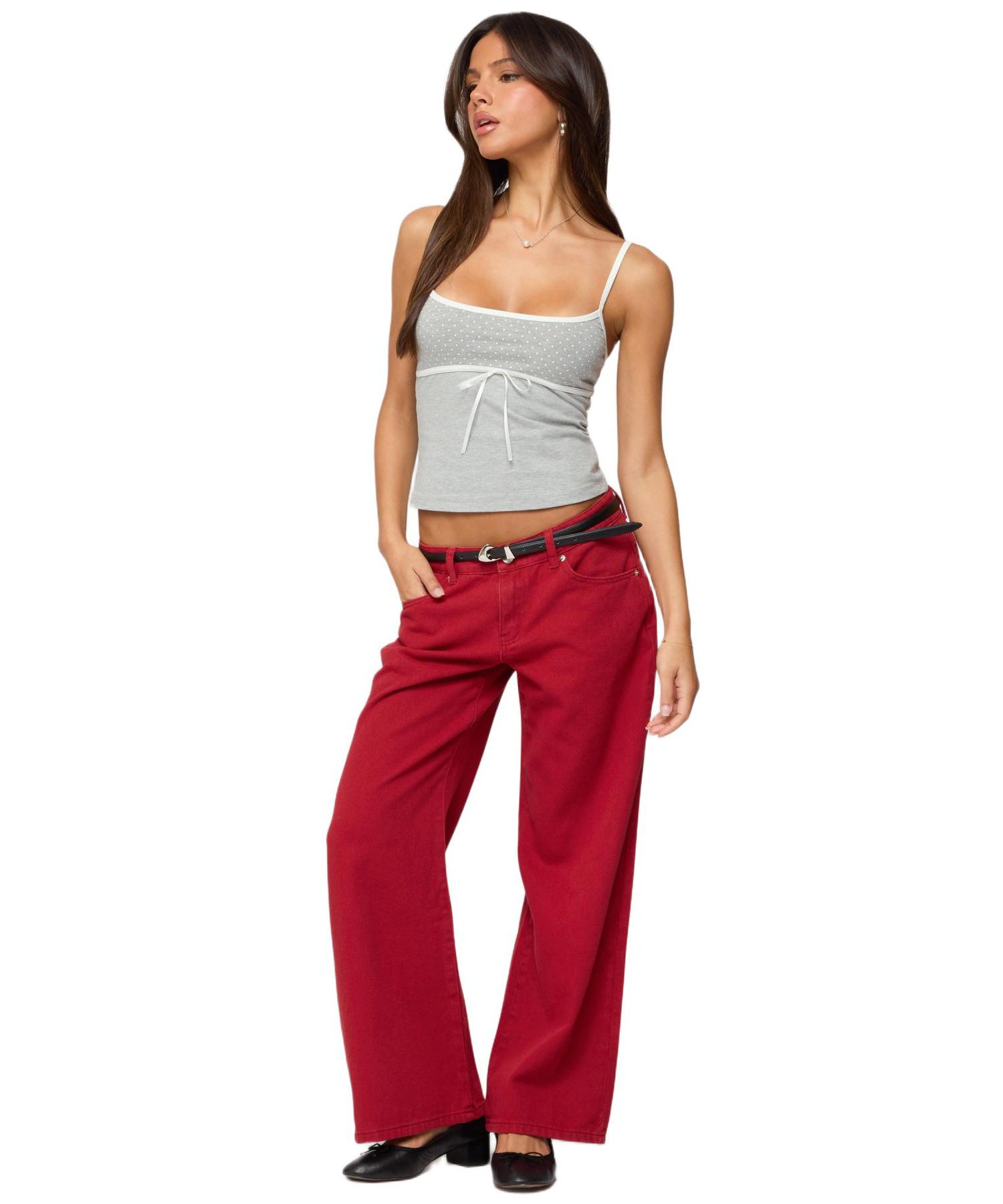 Women's Rhoda Contrast Polka Dot Tank Top