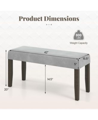 Set Of 2 Upholstered Bedroom Bench w/Padded Seat & Solid Wood Legs for Dining Room