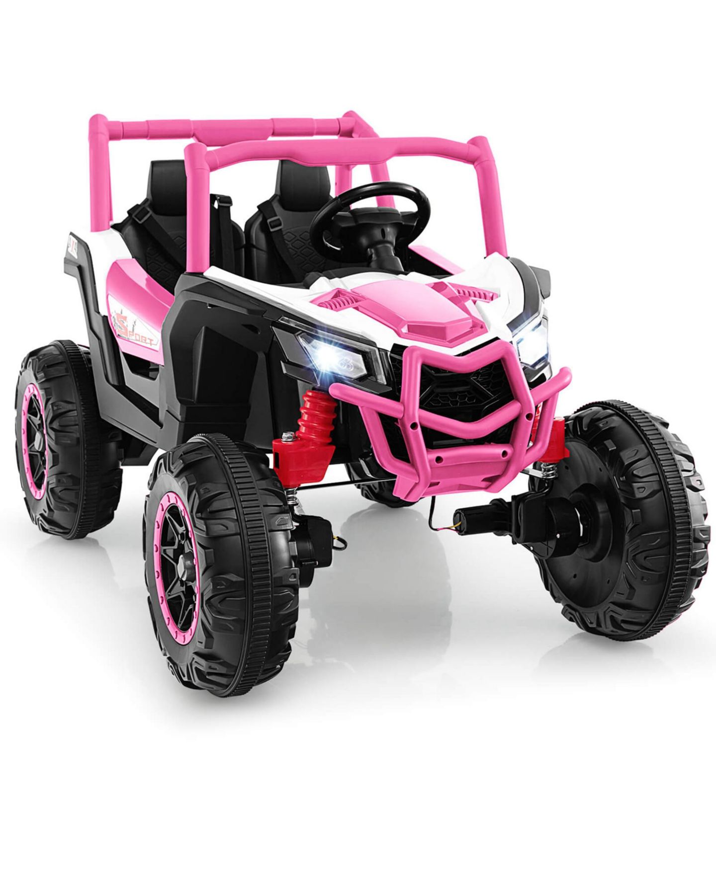 Детская игрушка Costway 24V 2-Seater Remote Control Ride-On UTV, от 3 лет, цвет: Розовый — фото 3