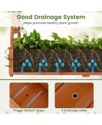 Raised Garden Bed Planter Box w/ Side & Top Trellis for Vine Climbing Plants