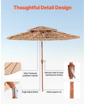 Two Tier Tiki Thatched Patio Umbrella for Pool Garden or Beach Shade