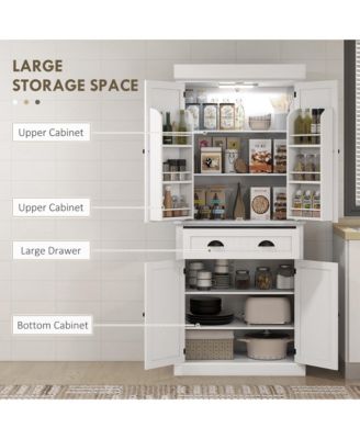 Freestanding Kitchen Storage Cabinet with Doors and Shelves for Organized Pantry