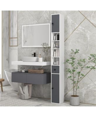Compact Bathroom Floor Cabinet with Multiple Shelves for Extra Bathroom Storage