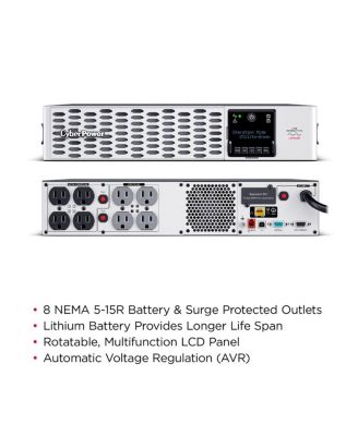 PRL1500RT2UC 1500VA/1500W Smart App Sinewave Rack/Tower UPS with Built-In Cloud Monitoring