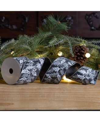 Wired Polyester Holiday Ribbon (Set of 2) For Decor, Blue