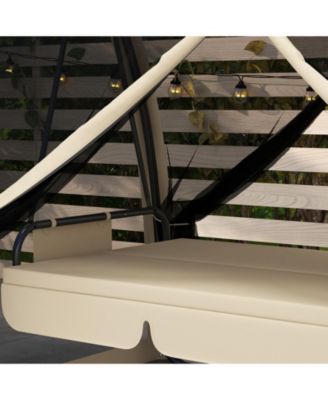 3-Seat Outdoor Swing Chair, Convertible Porch Swing Bed,