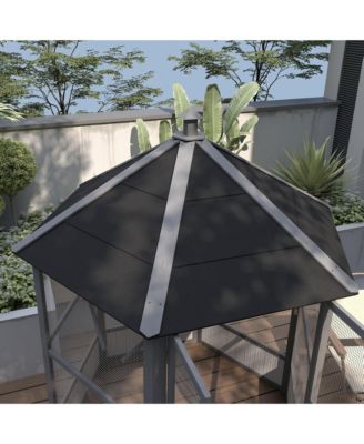 69" Large Wooden Hexagonal with Cove Roof, Light