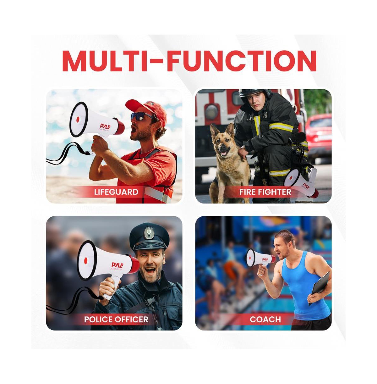 Compact Megaphone Speaker, Battery Operated, Siren Alarm Mode, Volume Control