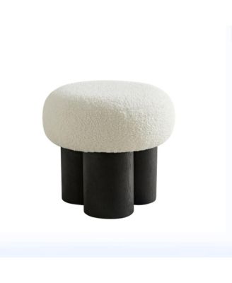 Modern Mushroom Ottoman with Wool Cushion, Footstool, Upholstered Seat for Living Room or Bedroom-The Pop Home