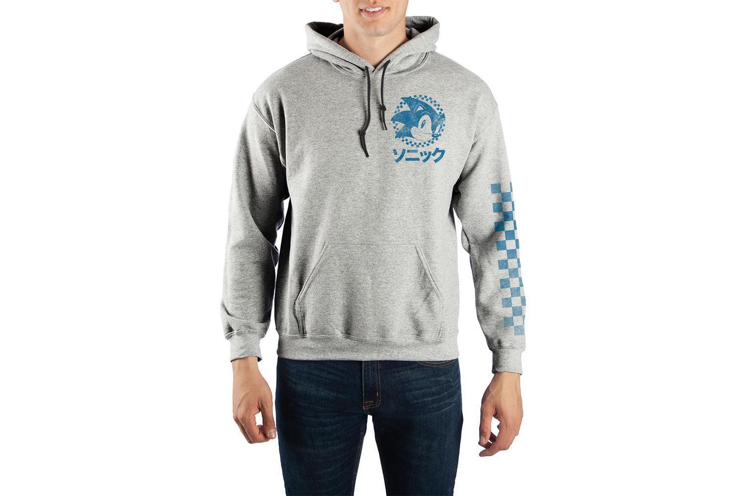 Men's Kanji Text Pullover Hooded Sweatshirt-Small