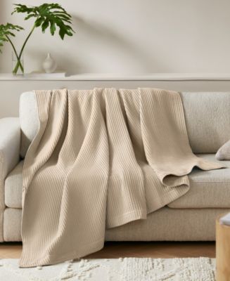 Madison Park Waffle Weave Cotton Blanket - Macy's