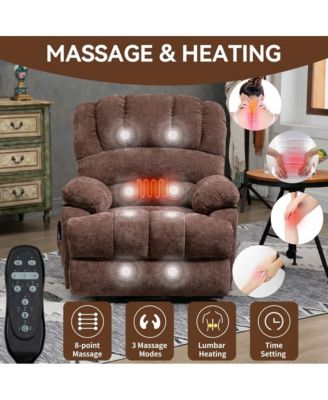 Oversized Power Lift Recliner for Big & Tall Adults, 23” Wide Chenille Chair with Massage, Heat & USB
