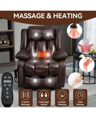 Genuine Leather Power Lift Recliner for Seniors, Dual Motor Chair with 8-Point Massage, Heat & Infinite Position