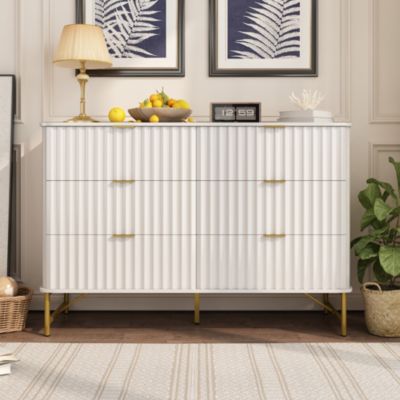 6-Drawer Dresser Chest with Metal Base