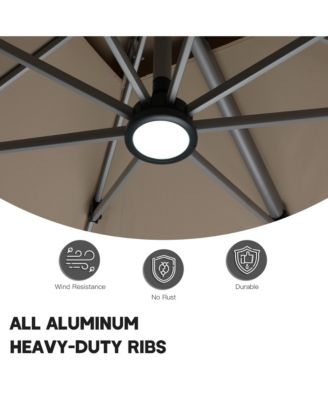 10 x 13 ft. 360&deg; Rotation Cantilever Patio Umbrella with Base and LED Light