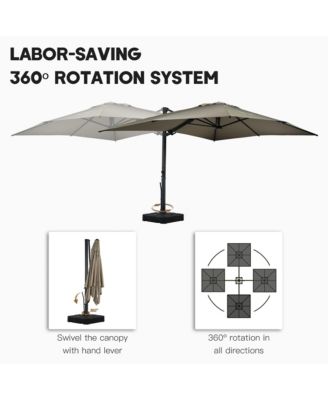 10x13 ft. 360° Rotation Cantilever Patio Umbrella with BaseandLED Light