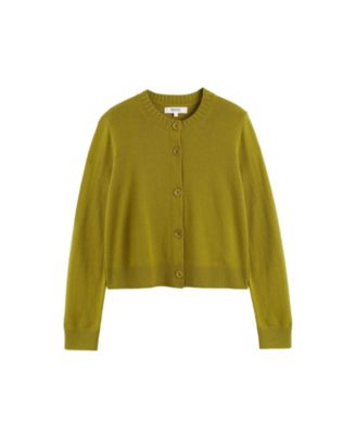 Women's Wool Cashmere Blend Crew Neck Cropped Cardigan