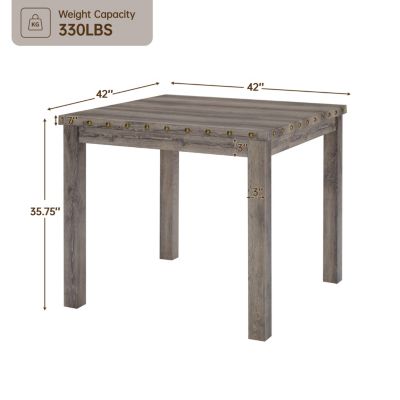 3-Piece Farmhouse Rustic Counter Height Dining Table Set, Wooden Dinette Set For 2