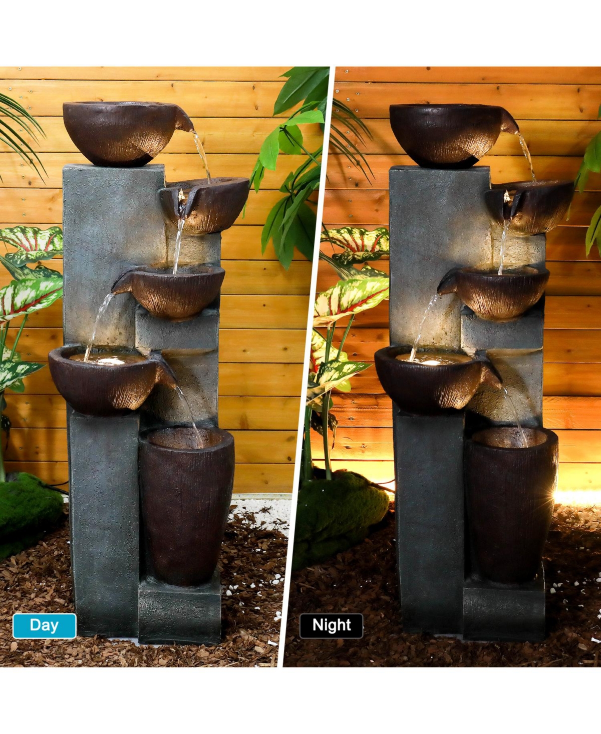 SunJet 5-Tier Cascading Indoor/Outdoor Water Fountain with Led Lights